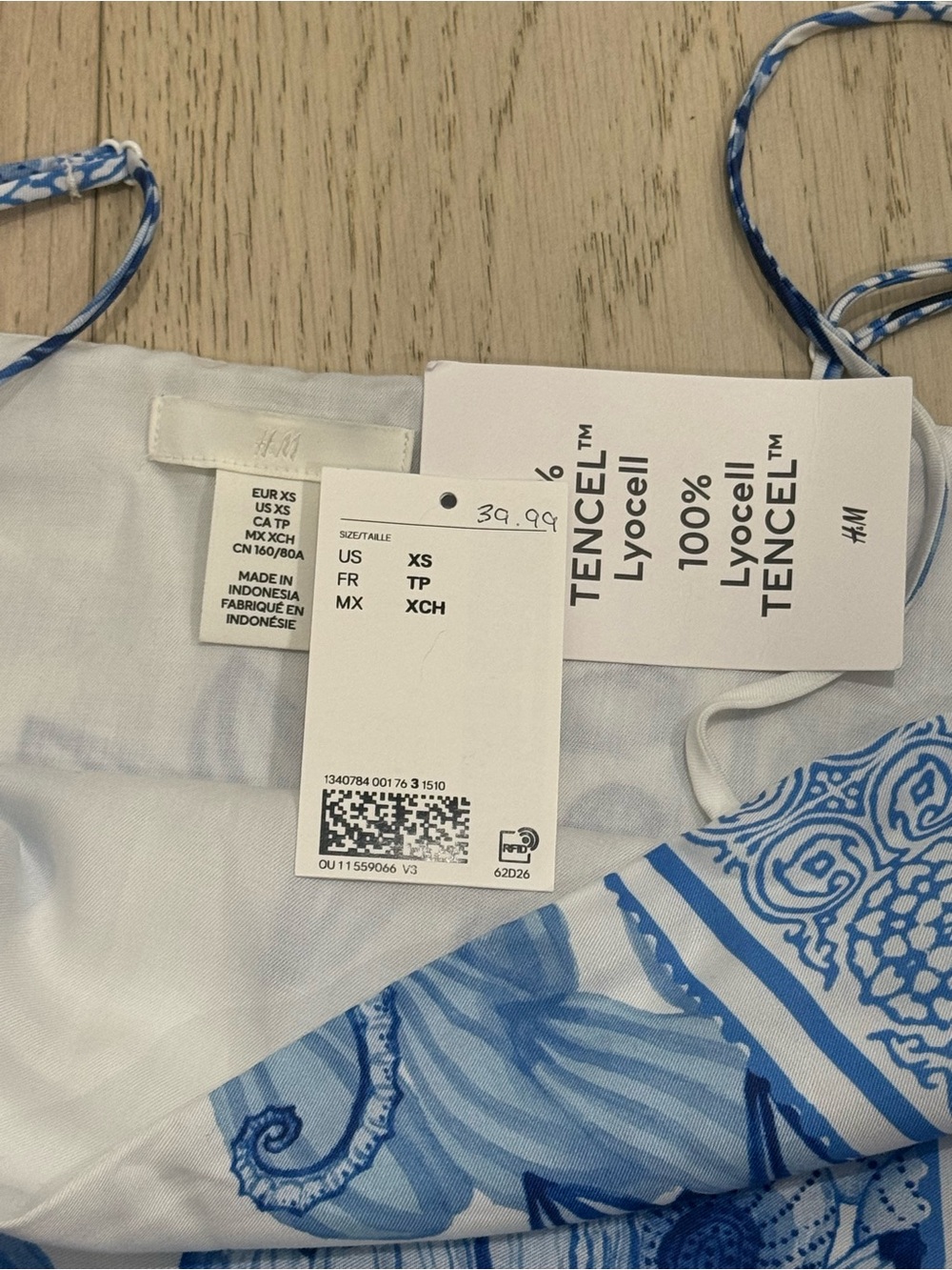 NWT 🔖🤍💙H&M Coastal 🌴Seashell🐚 TENCEL Top & Wide Leg Pants Set XS - Picture 8 of 11